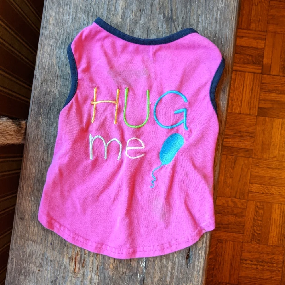 🐶 Colorful Embroidered Hug Me Tiny Dog Shirt Pink Hug Me Small M